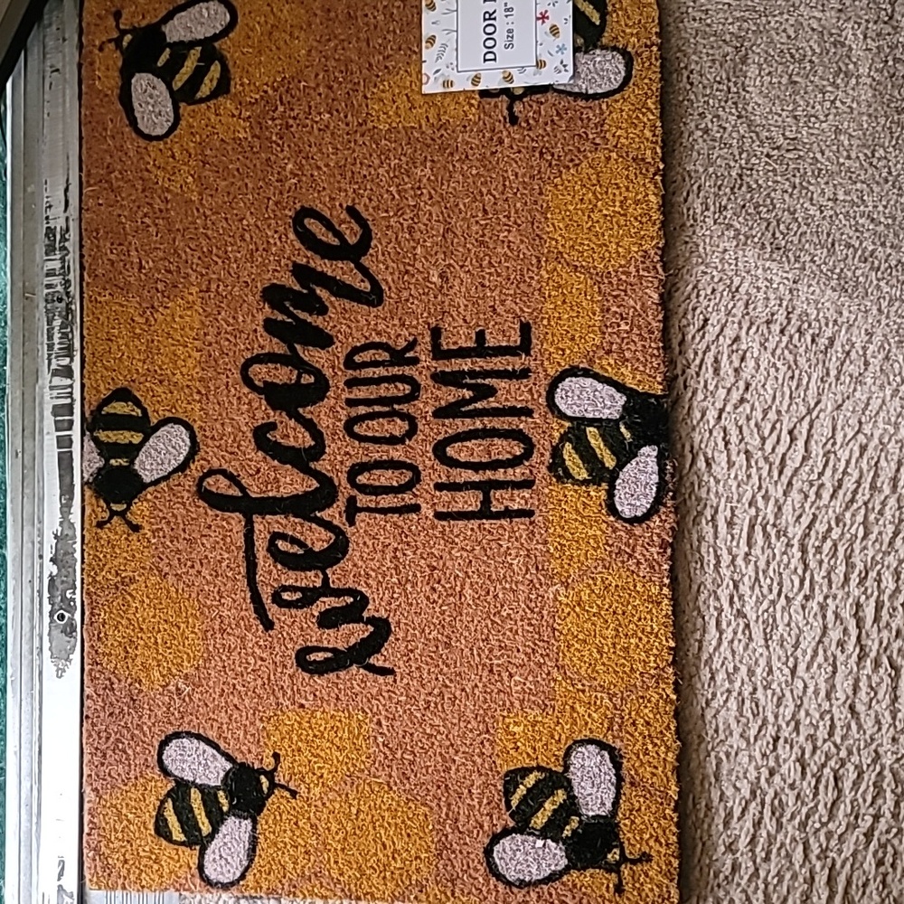 🐝Honycomb And Bumble Bee Print Brown Welcome Doormat🐝